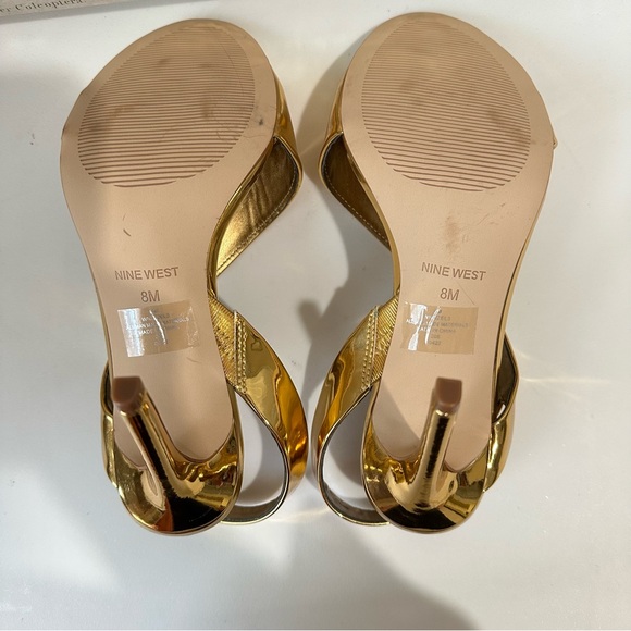 Nine West Golden Itzel dress mirrored sandals size 8 No Box - Picture 12 of 15